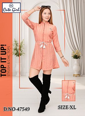 Women Cotton Blue Geometric Print Tunic